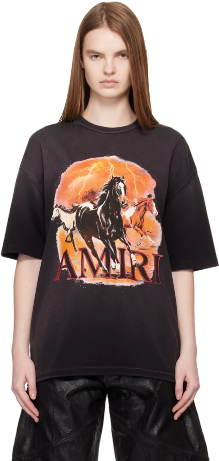 Женская футболка Amiri Plains оверсайз, черная