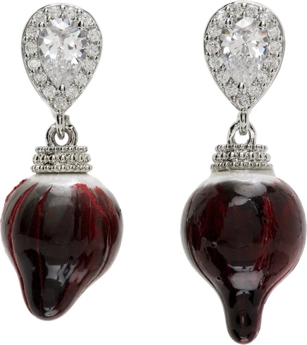 Женские серьги Ottolinger Pearl Drop, серебристо-черные