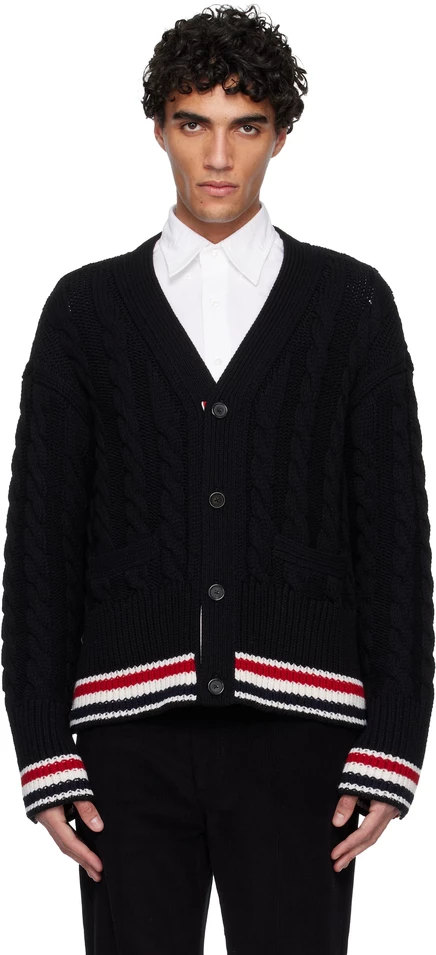 Мужской кардиган Thom Browne из мериноса, черный
