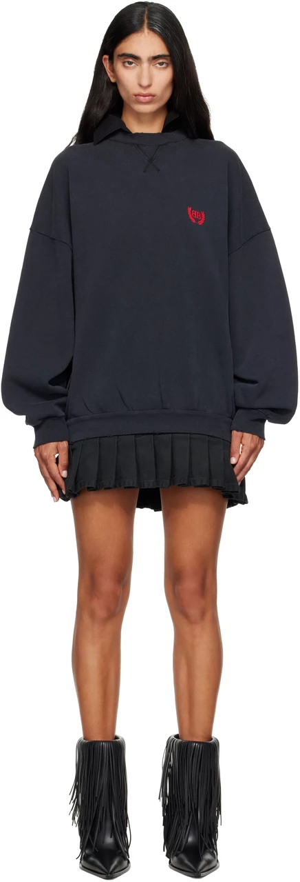 Женское мини-платье Balenciaga Hybrid, выцветшее черное