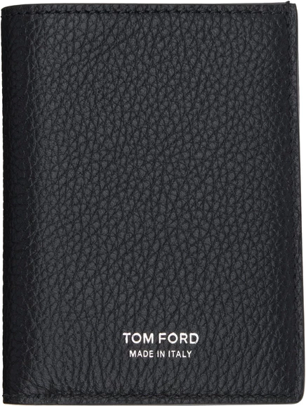 Мужской складной кардхолдер Tom Ford из кожи, черный