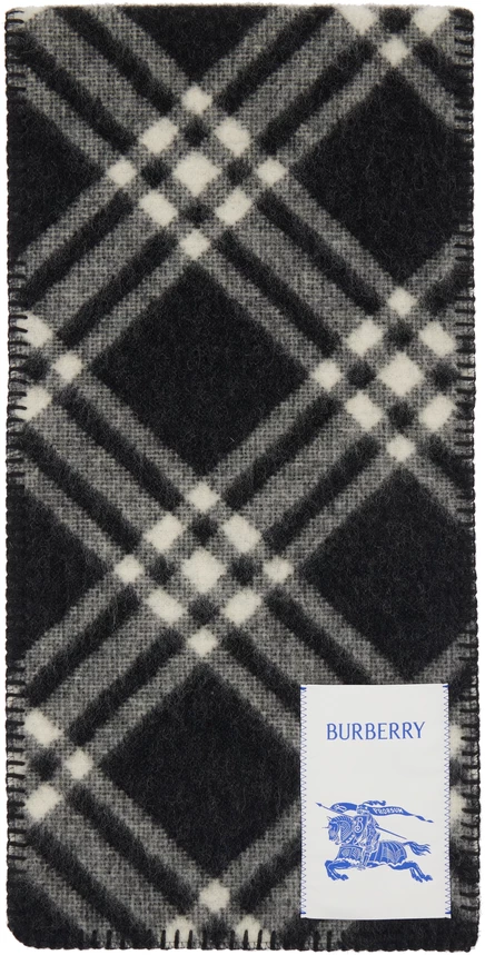 Женский шарф Burberry Black Check из шерсти, черный