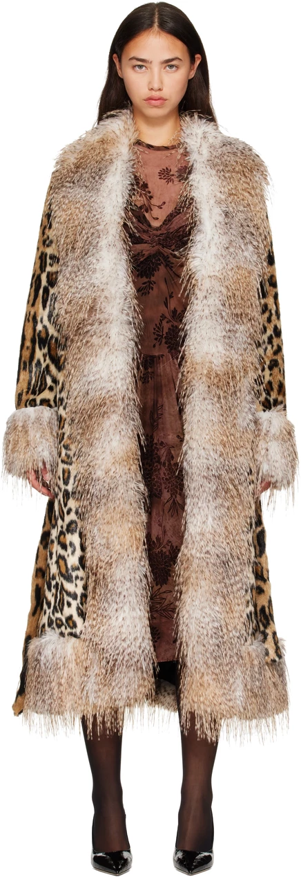 Женское пальто Anna Sui с леопардовым принтом, медовое