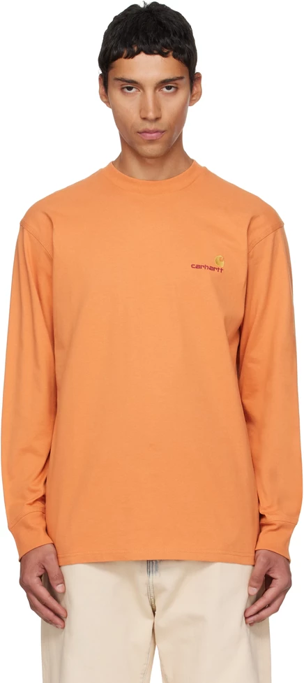 Carhartt Work In Progress Оранжевая футболка с длинным рукавом в американском стиле redhaven
