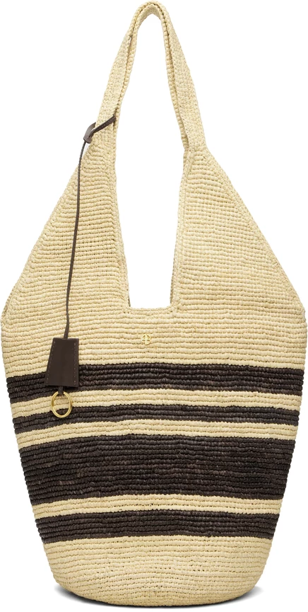 Женская сумка Anine Bing Leah Stripes из рафии, коричневая