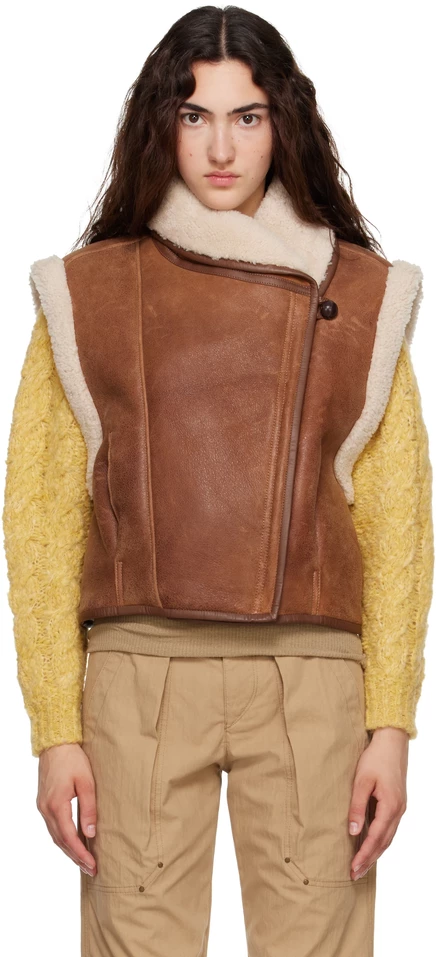 Женский меховой жилет Isabel Marant Alime, коньячный