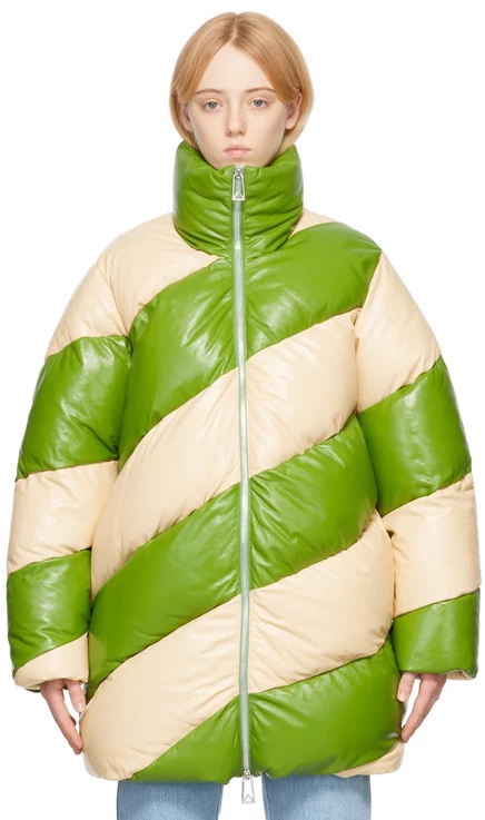 Женская куртка Bottega Veneta Green&Yellow, butter/lizard
