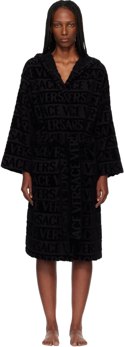 Женский махровый халат Versace Allover, черный