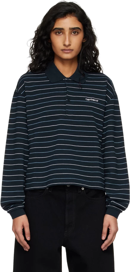 Женское поло Carhartt WIP Mabel Stripe, темно-синее