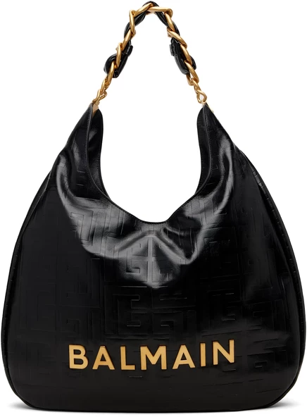 Мягкая сумка BALMAIN Black 1945 с монограммой черного цвета