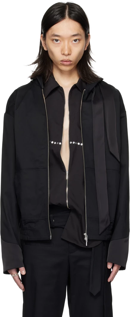 Black Hooded Scarf Jacket black