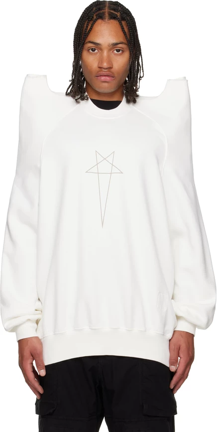 Rick Owens DRKSHDW -Белая толстовка Concordians Tecsweat молочного/жемчужного цвета