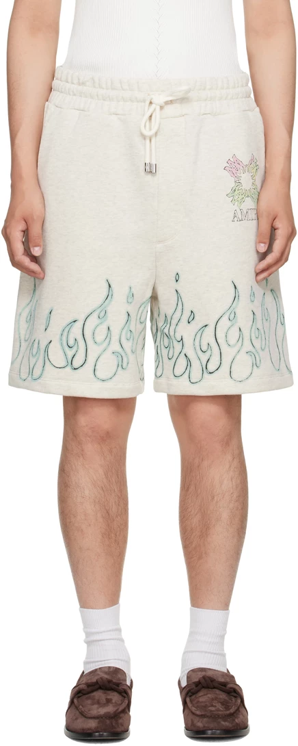 Мужские спортивные шорты Amiri MA Quad Flames, айвори