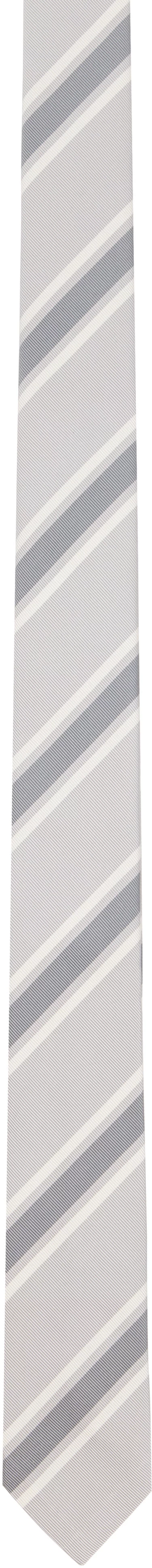 Мужской галстук Thom Browne с репсовой полосой, серый