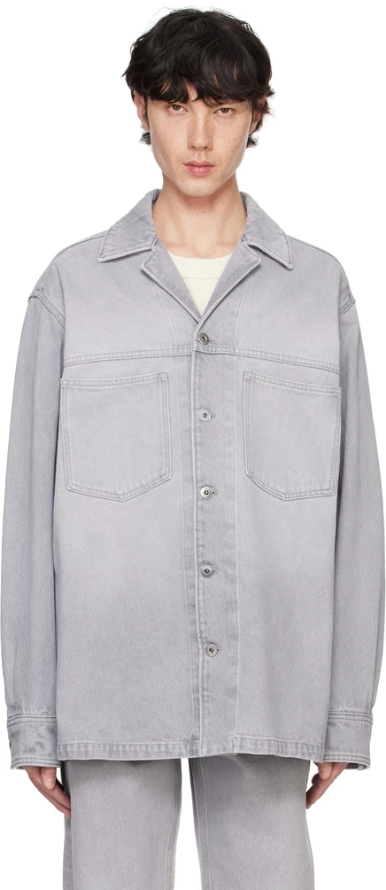 Мужская джинсовая рубашка Bottega Veneta Gray Washed, светло-серая