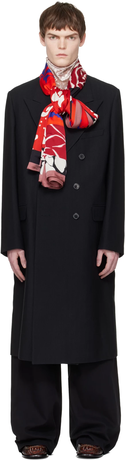 Мужское двубортное пальто Dries van Noten, черное