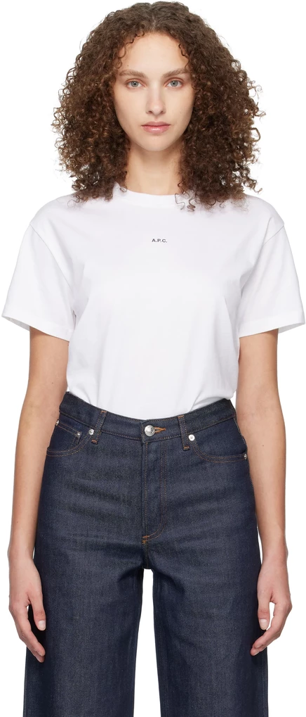 Женская футболка A.P.C. Boxy Micro Logo, бело-черная