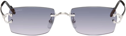 Cartier Silver 'Classic C de Cartier' Sunglasses silver/silver/blue