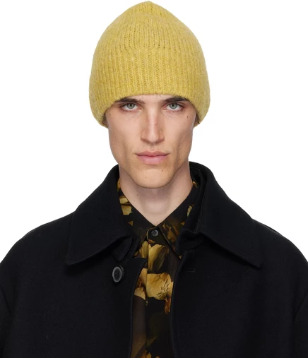 Мужская шапка бини Dries van Noten с альпакой, горчичная