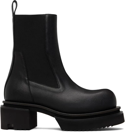 Rick Owens Black Temple Beatle Bogun Chelsea Boots black