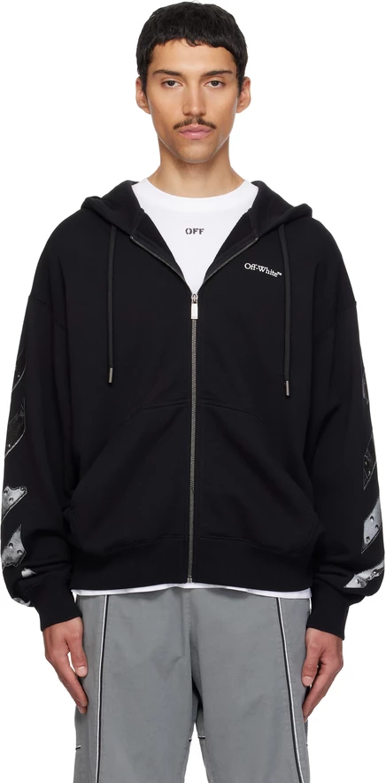 Мужское худи на молнии Off-White Metal Arrow, чёрное