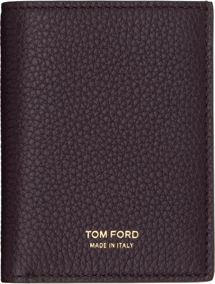 Мужской складной кардхолдер Tom Ford из кожи, бордовый