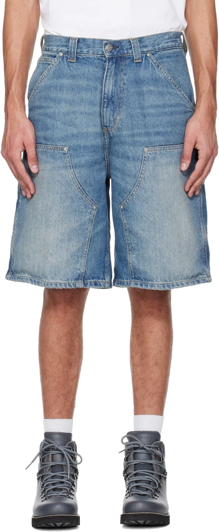 Джинсовые шорты Carhartt Work In Progress Blue OG Aden с двойным коленом синего цвета