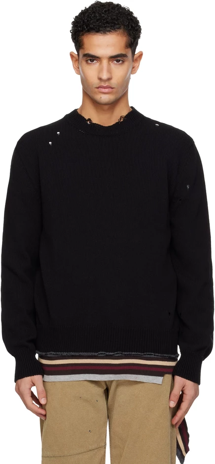 Мужской свитер MM6 Maison Margiela из хлопка, черный