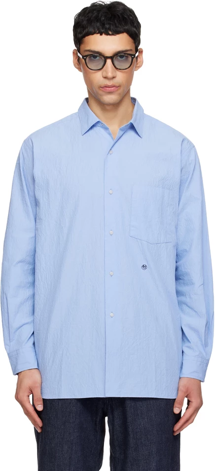 Мужская рубашка Nanamica Regular Collar, голубая