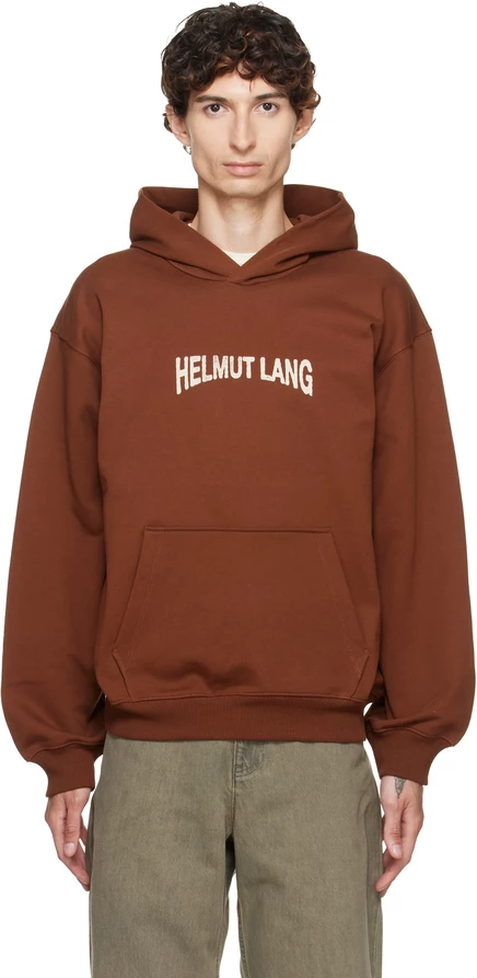 Мужское худи Helmut Lang Ticket Logo, коричневое