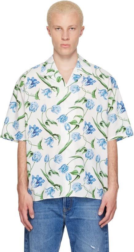 Мужская рубашка Kenzo «KENZO Tulip» с коротким рукавом, молочная
