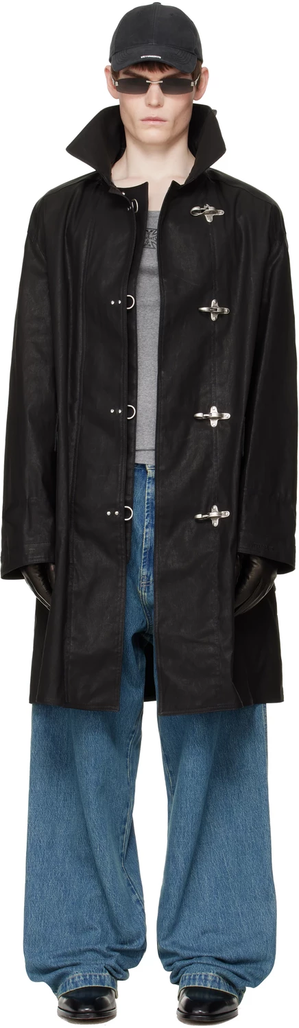 Мужское пальто VETEMENTS Black Fireman Hooks Coat, черное
