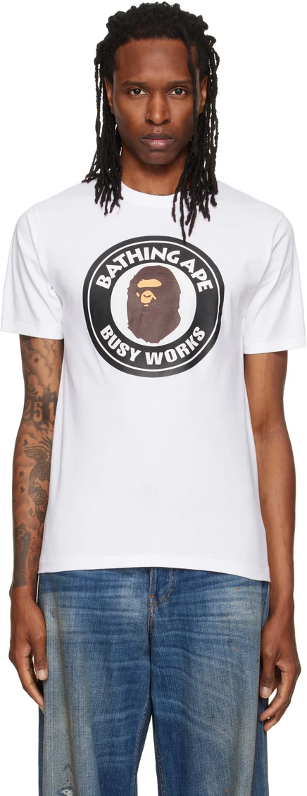 Мужская футболка Bape Busy Works, белая/черная