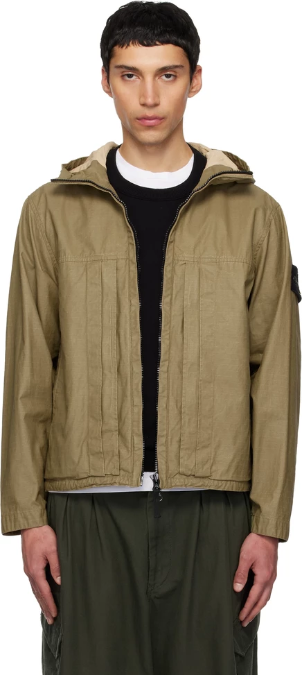 Куртка Stone Island цвета хаки 4100012 из хлопка с двойным покрытием 