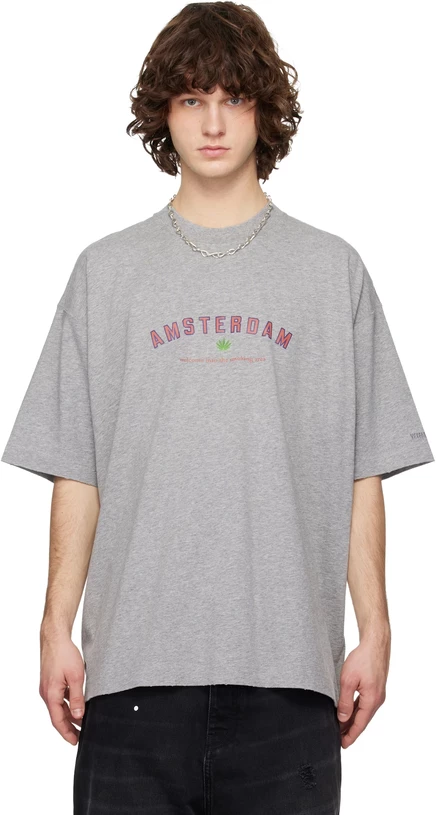Мужская футболка VETEMENTS «Amsterdam», выцветший серый меланж