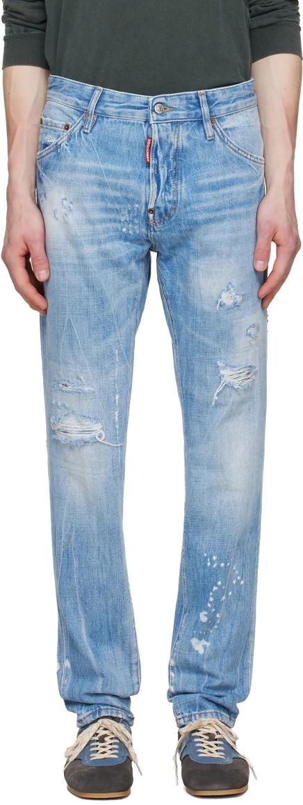 Мужские джинсы Dsquared2 Light Wash Teddy, синие