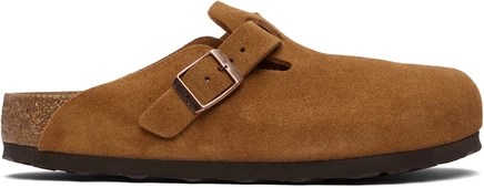 Женские лоферы Birkenstock Boston замшевые, коричневые
