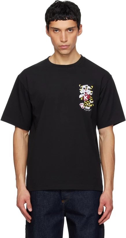 Мужская футболка Kenzo Wild Tiger оверсайз, черная