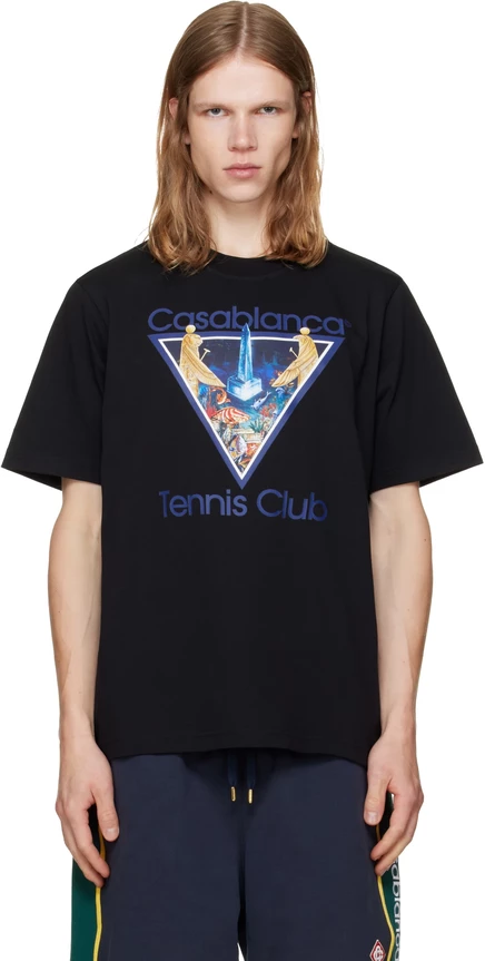 Мужская футболка Casablanca Monde Perdu Tennis Club, черная