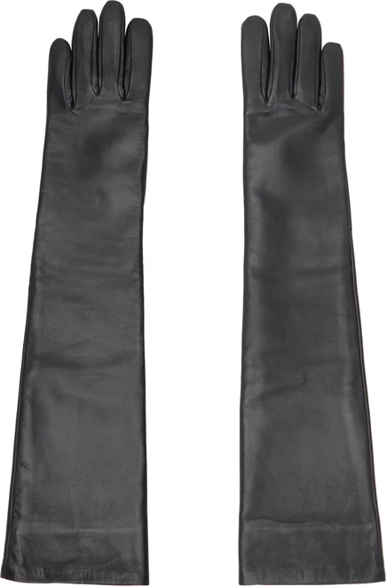 The Frankie Shop Black Veneto Long Leather Gloves black