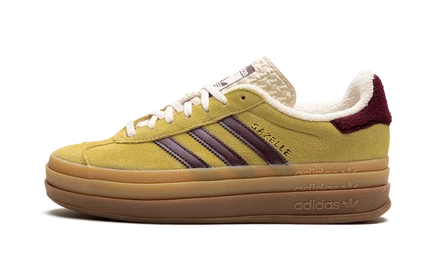 Женские кеды Adidas Gazelle Bold Platform, желто-бордовые