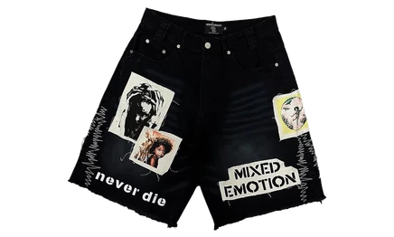Мужские джинсовые шорты Mixed Emotions Chaos, черные