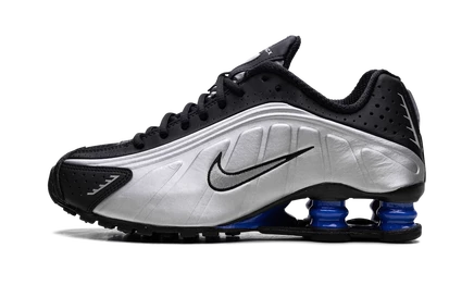 Женские кроссовки Nike Shox R4, серебристый металлик/черный/ярко-синий