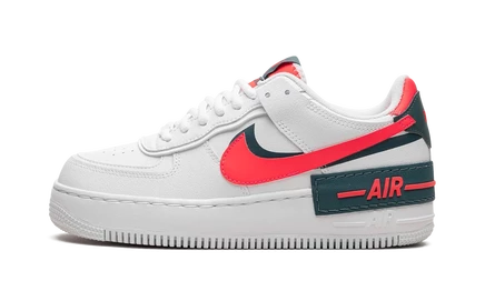 Женские кроссовки Nike Air Force 1 Shadow NMS «White Solar Red», бело-красные