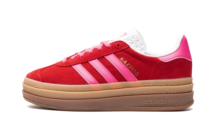 Женские кеды Adidas Gazelle Bold, красные с бледно-розовыми вставками