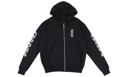 Худи Chrome Hearts Vertical Logo на молнии, черное