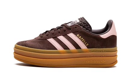 Женские кеды Adidas Gazelle Bold, розовые с каштановыми вставками