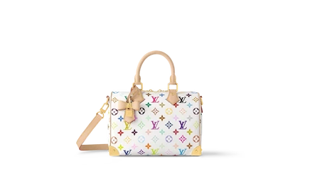 Женская сумка Louis Vuitton Speedy Bandouliere 25 Takashi Murakami, белая