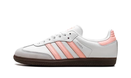 Женские кроссовки Adidas Samba OG, белые/оранжевые/коричневая подошва