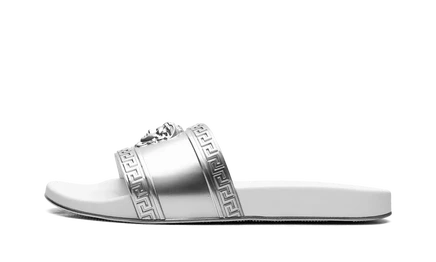 Шлепанцы Versace Medusa Slide, серебристые